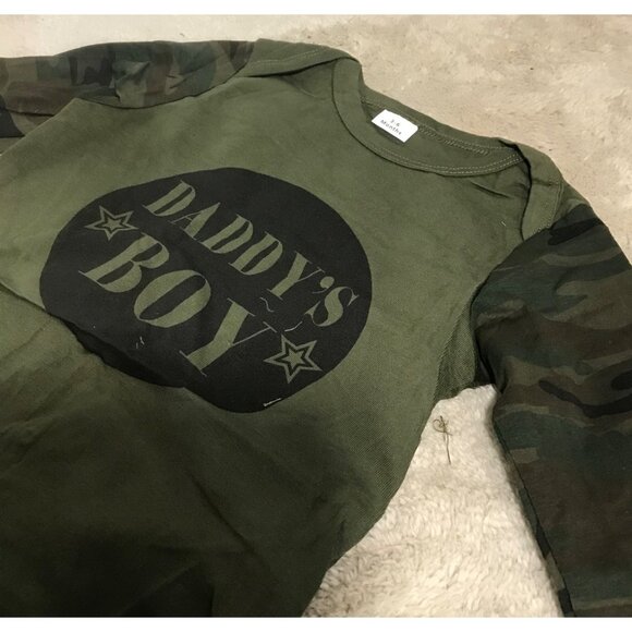 Daddys Boy Baby Boys Camo Set With Hat 3-6 Months Long Sleeve Army Green - Picture 3 of 13
